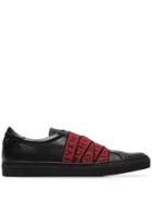 Givenchy Black And Red Urban Street 4g Strap Leather Sneakers