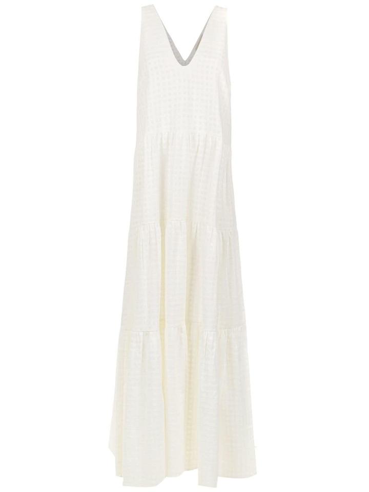 Adriana Degreas Long V-neck Dress - White