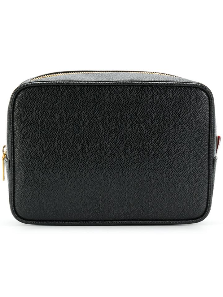Thom Browne Wash Bag In Pebble Grain - Black
