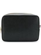 Thom Browne Wash Bag In Pebble Grain - Black