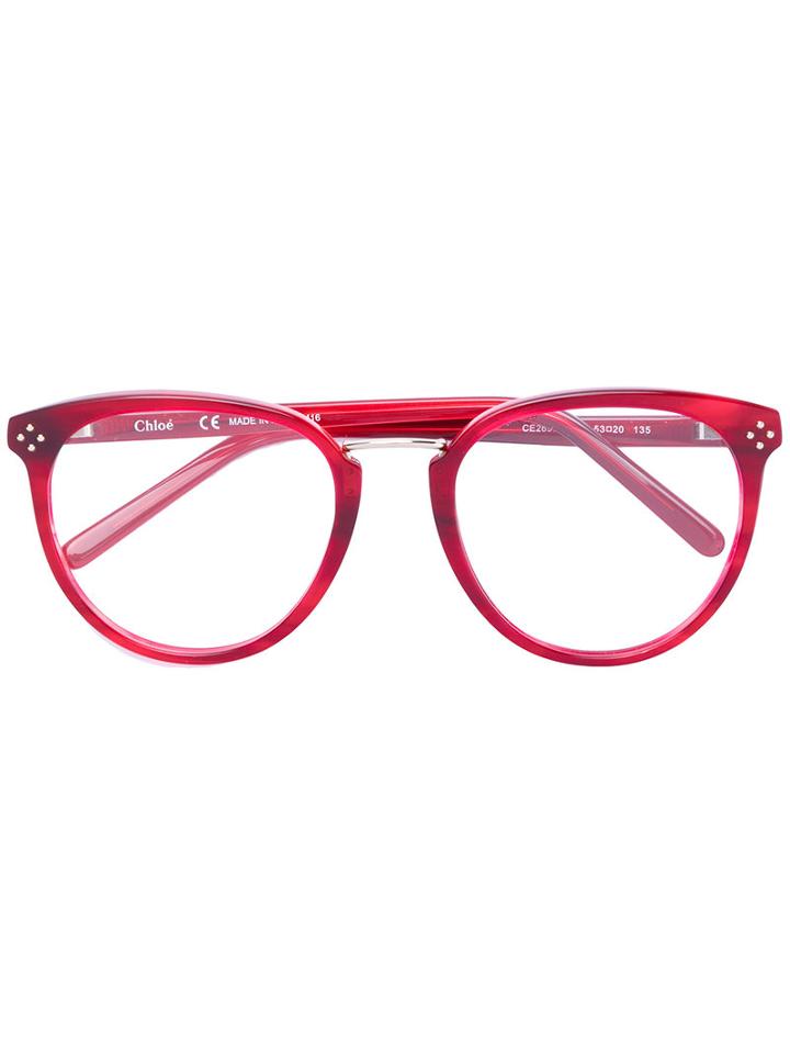 Chloé - Round Frame Glasses - Women - Acetate/metal - 53, Red, Acetate/metal