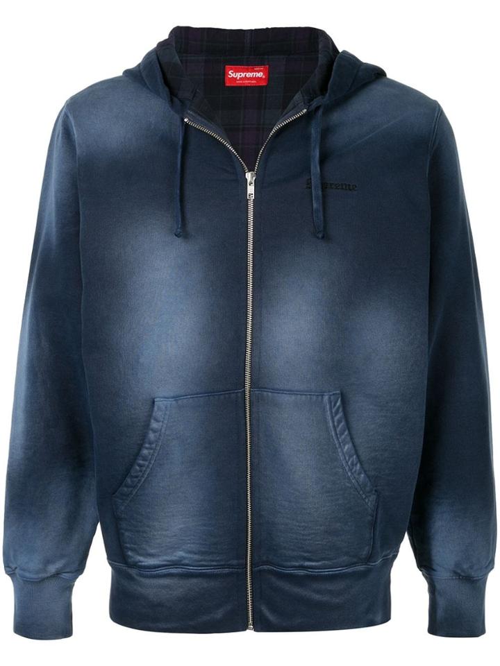 Supreme Bleached Zip Up Sweatshirt - Blue