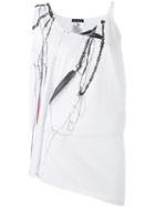 Ann Demeulemeester - Sleeveless Feather And Chain Print Top - Women - Cotton - 38, White, Cotton