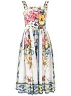 Dolce & Gabbana Majolica Print Flared Dress - White