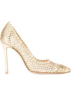 Gianvito Rossi Woven Stiletto Pumps, Women's, Size: 37, Grey, Leather