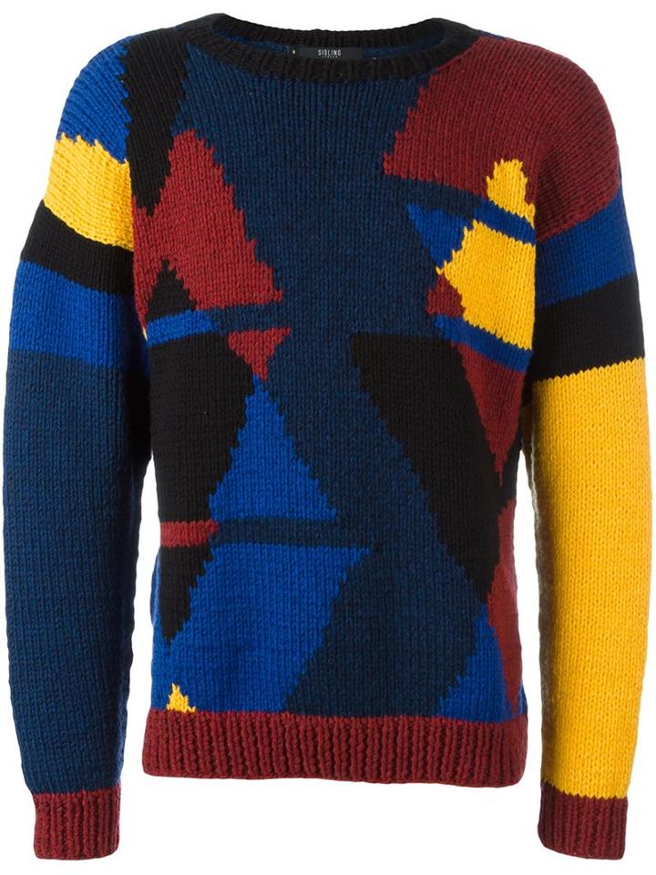 Sibling 'samo Hands' Intarsia Jumper, Men's, Size: Medium, Polyamide/wool