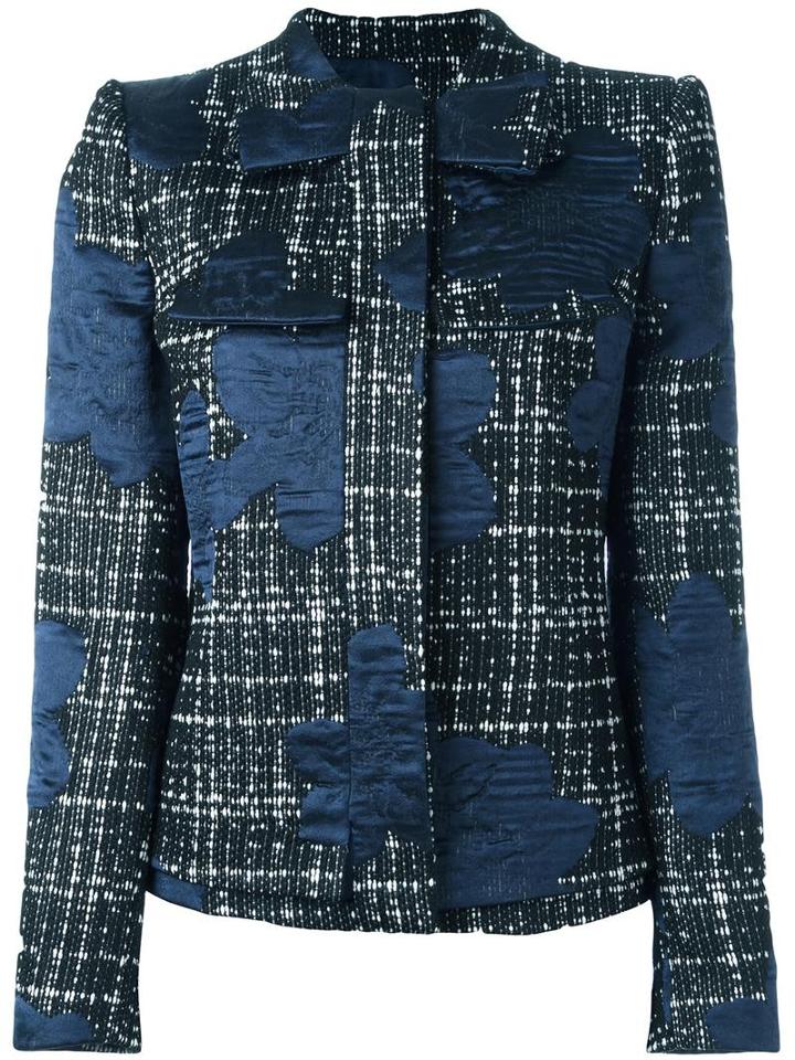 Giorgio Armani Tweed Jacket, Women's, Size: 48, Black, Silk/acrylic/wool