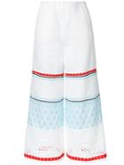 Coohem - Lacy Knit Cropped Trousers - Women - Linen/flax/nylon/polyester - 36, White, Linen/flax/nylon/polyester