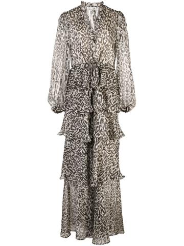 Shona Joy Leopard Print Layered Dress - Black