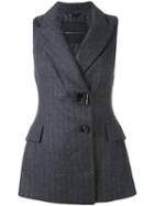 Ermanno Scervino Long Fitted Waistcoat, Women's, Size: 44, Grey, Cotton/spandex/elastane/cupro/virgin Wool