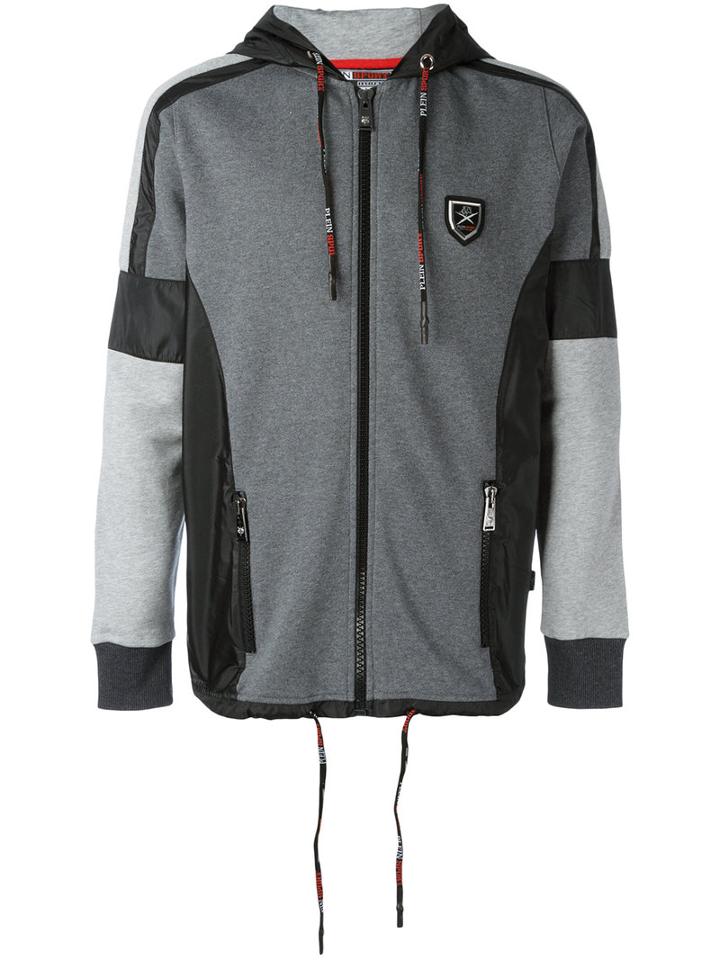 Plein Sport Zip Up Hoodie, Men's, Size: Xl, Grey, Polyester