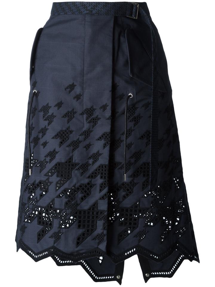 Sacai Graphic Broderie Skirt - Blue