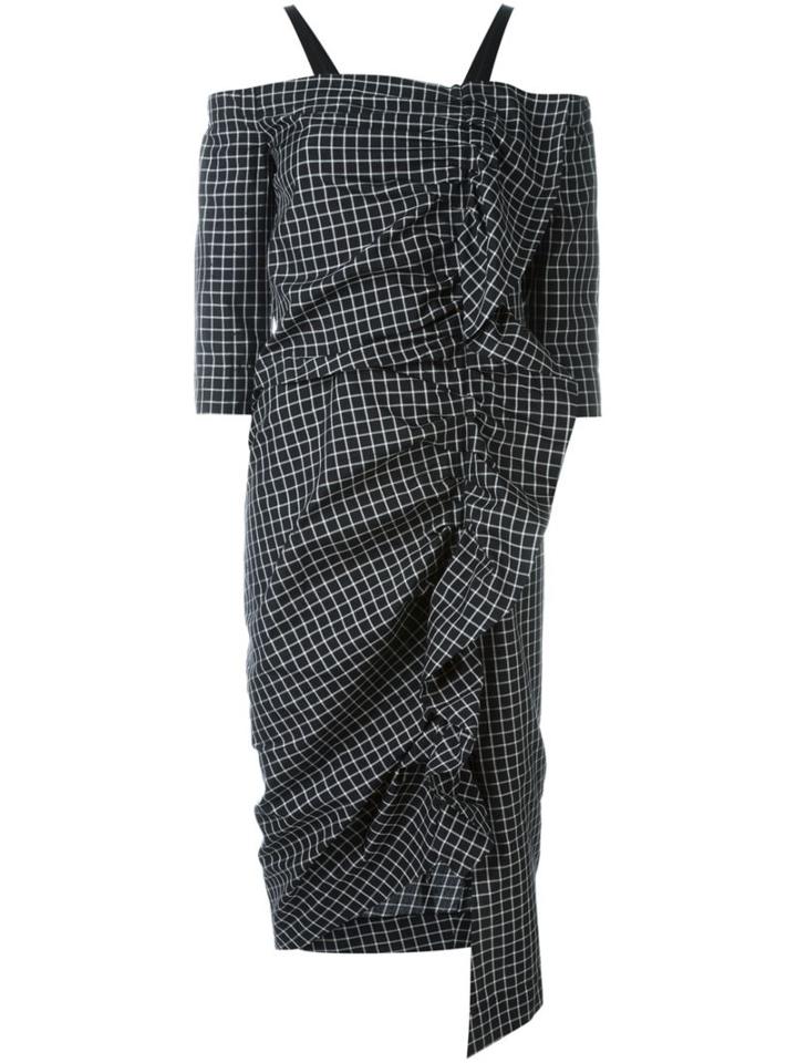 Isa Arfen Ruched Check Print Dress