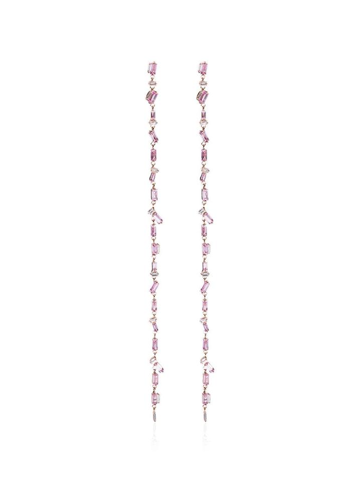 Suzanne Kalan 18kt Rose Gold Sapphire And Diamond Drop Earrings - Pink
