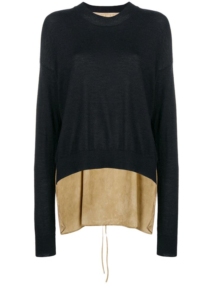 Uma Wang Silk Trim Sweater - Black