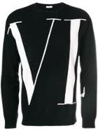 Valentino Logo Patterned Sweater - Black