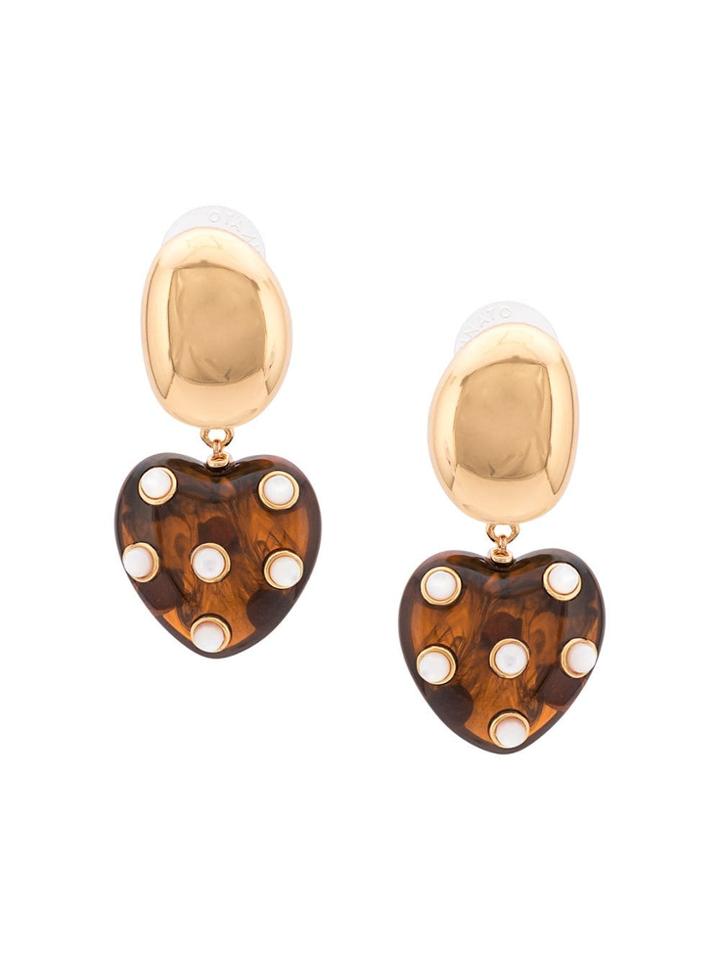 Lizzie Fortunato Jewels Pearl Heart Drop Earrings - Red
