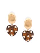 Lizzie Fortunato Jewels Pearl Heart Drop Earrings - Red