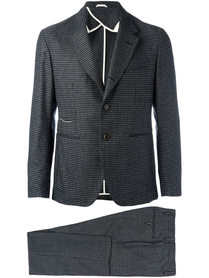Al Duca D'aosta 1902 Patterned Two Piece Suit, Men's, Size: 50, Black, Cotton/virgin Wool