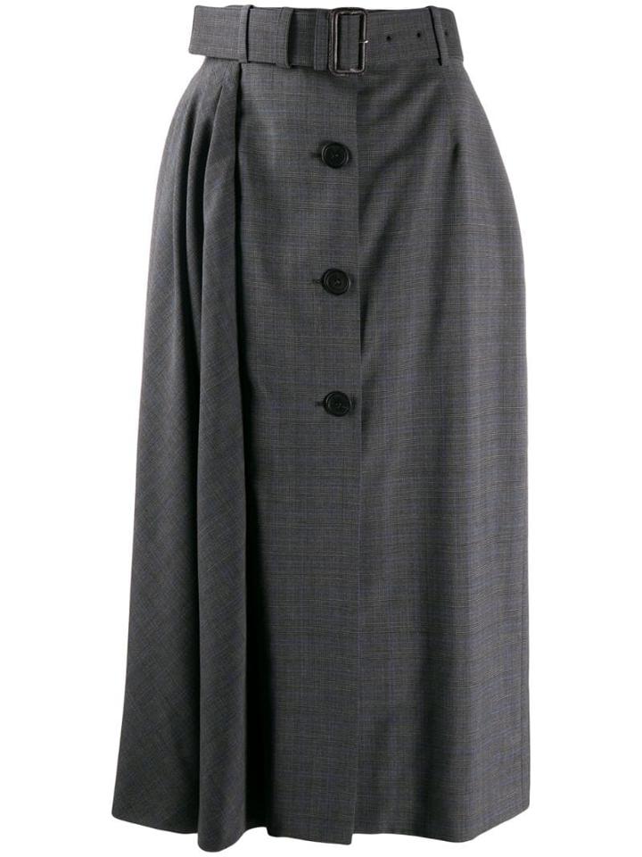 Prada Check Midi Skirt - Grey