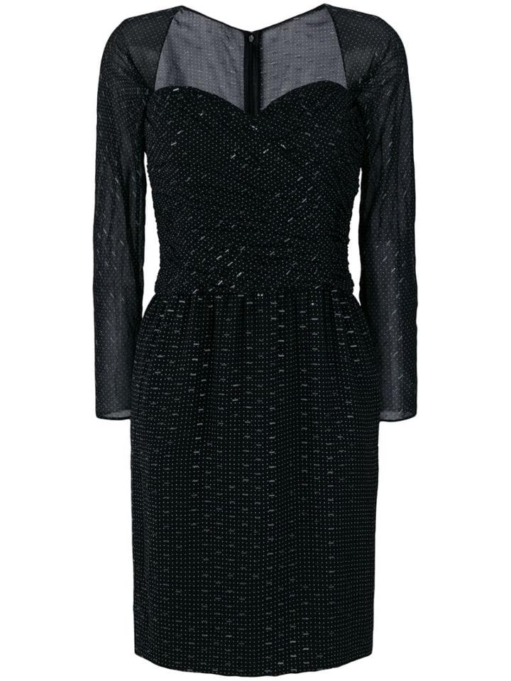 Christian Dior Pre-owned Polka Dots Gathered Dress - Black