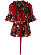 Sacai Pleated Floral Blouse - Red