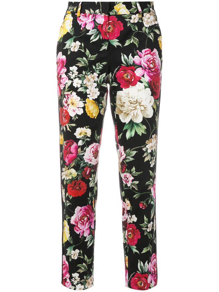 Dolce & Gabbana Floral Print Cropped Trousers - Multicolour