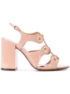 L'autre Chose Open Toe Eyelet Sandals - Nude & Neutrals