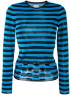 Paco Rabanne Perforated Striped Jumper - Blue