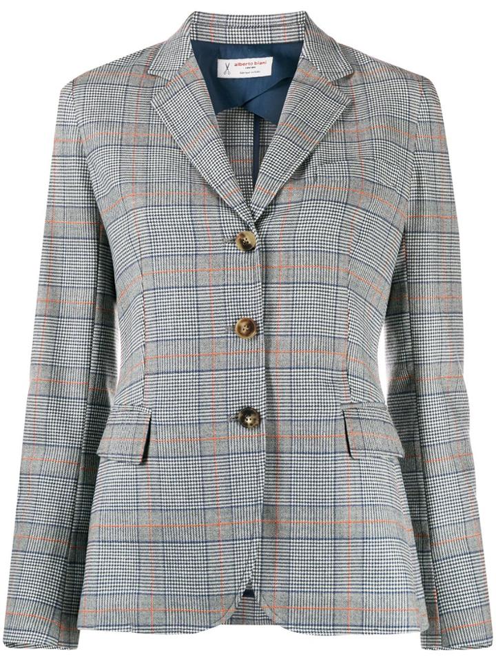 Alberto Biani Check-pattern Fitted Blazer - Blue