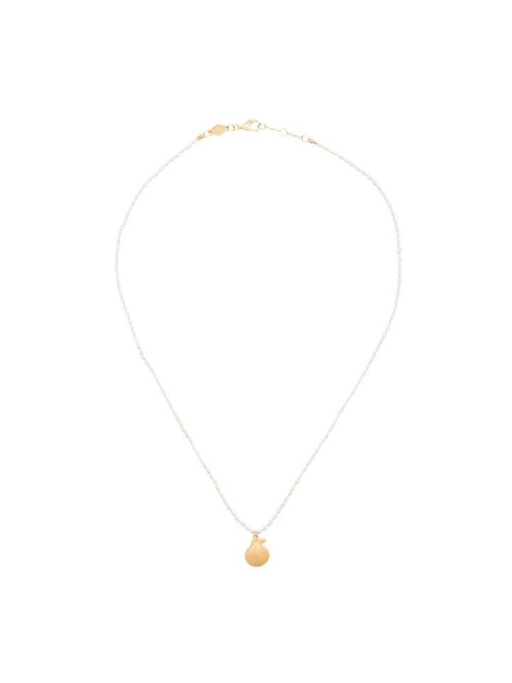 Anni Lu 18kt Gold Plated Brass Shell And Pearl Necklace - White