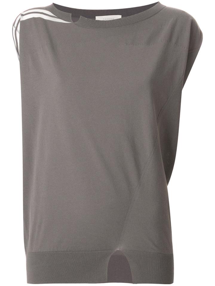 Zanone Striped Detail Knitted Blouse - Grey