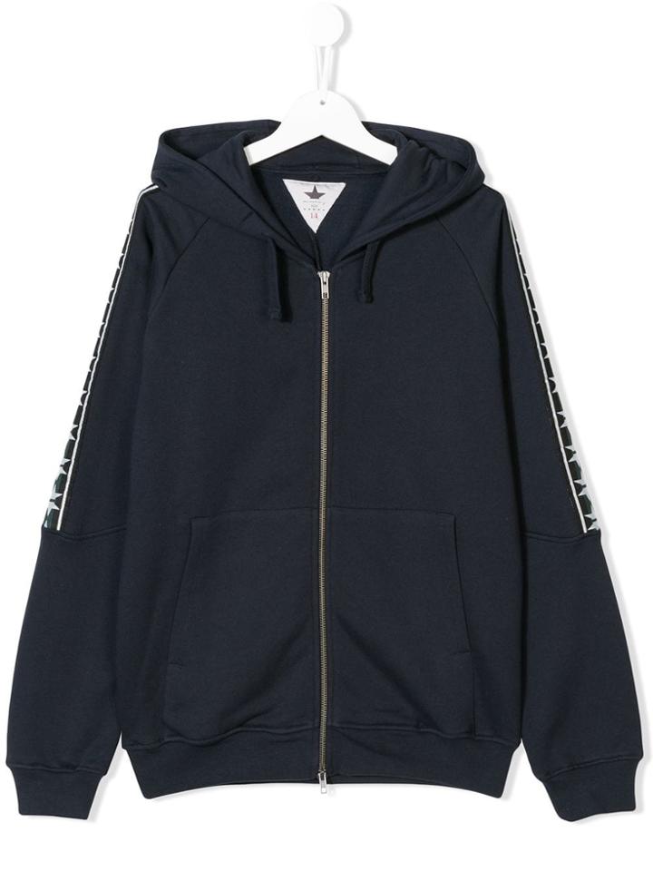 Macchia J Kids Teen Stripe Detail Hoodie - Blue