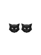 Miu Miu Black Crystal Embellished Cat Earrings
