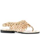 Prada Pre-owned Beaded Flat Sandals - Neutrals