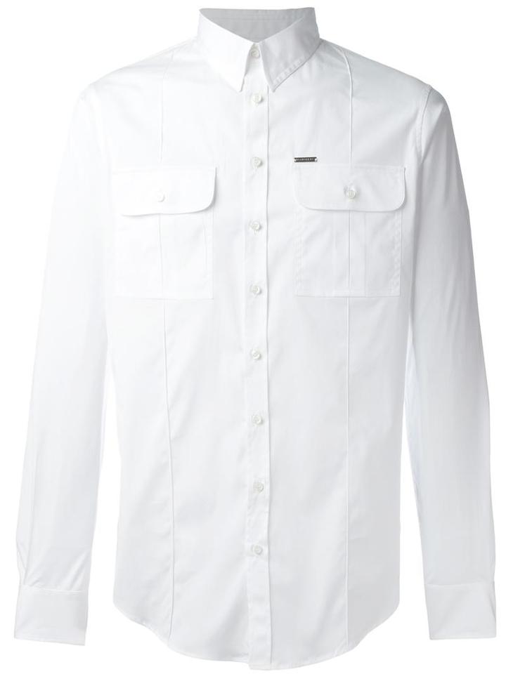 Dsquared2 Chest Pocket Trim Shirt, Men's, Size: 52, White, Cotton/spandex/elastane