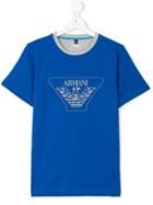 Emporio Armani Kids Teen Logo Print T-shirt - Blue