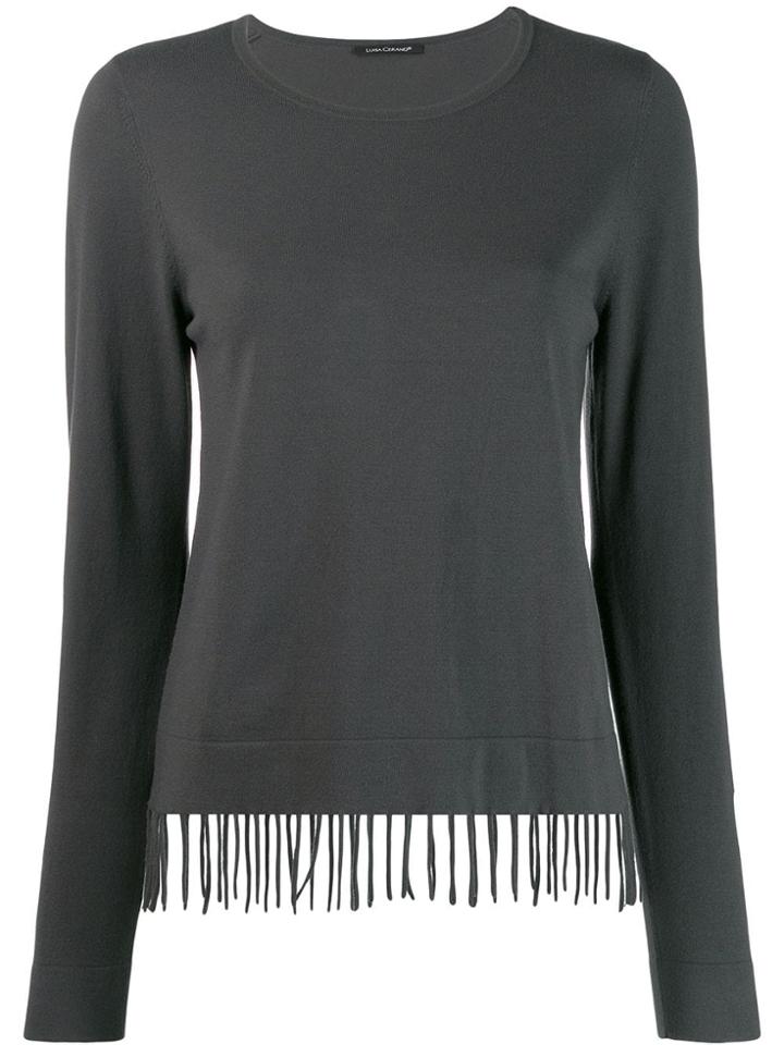 Luisa Cerano Fringe Hem Sweatshirt - Grey