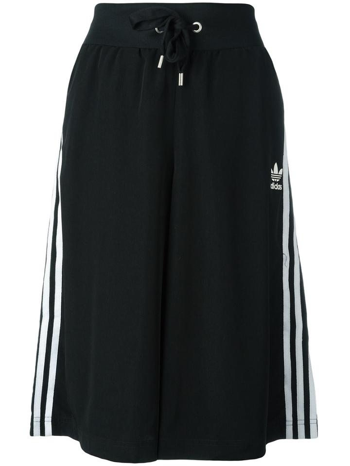 Adidas Originals Classic Logo Striped Track Shorts, Women's, Size: 42, Black, Polyester