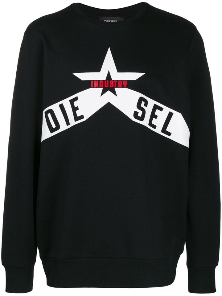 Diesel Printed Cotton-fleece Sweatshirt - Black