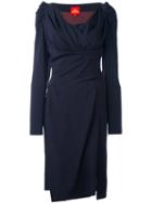 Vivienne Westwood Red Label Elongated Sleeves V-neck Dress, Women's, Size: 44, Blue, Polyester/spandex/elastane/viscose/virgin Wool