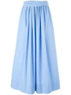 Cédric Charlier Pleated Front Maxi Skirt, Women's, Size: 42, Blue, Cotton