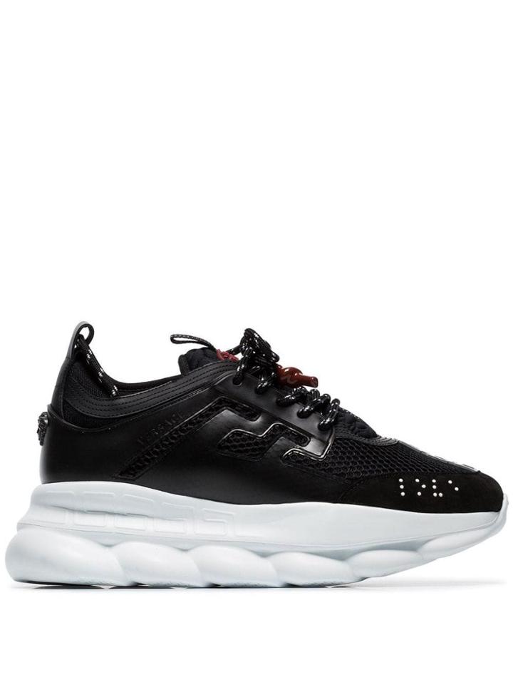 Versace Chain Reaction Suede Trim Sneakers - Black