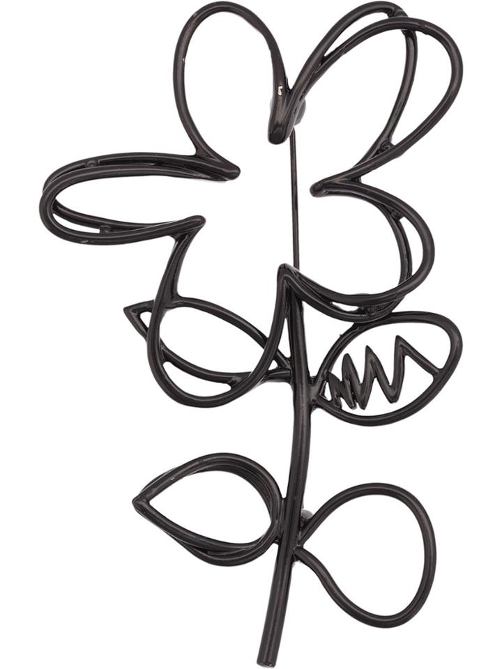 Oscar De La Renta Botanical Scribble Brooch - Black
