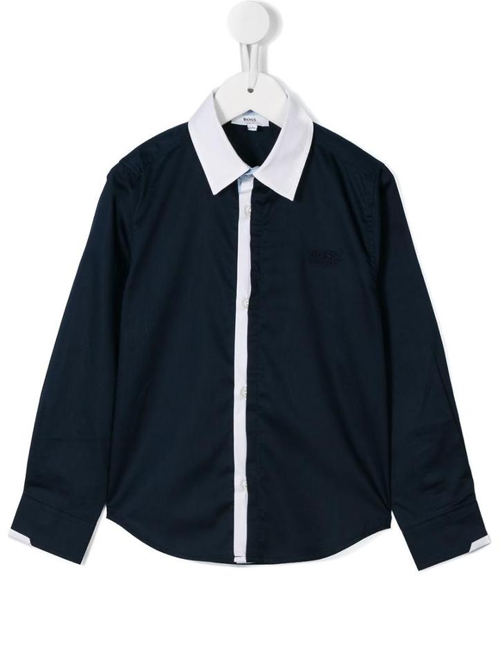 Boss Kids Contrast Placket Shirt, Toddler Boy's, Size: 5 Yrs, Blue
