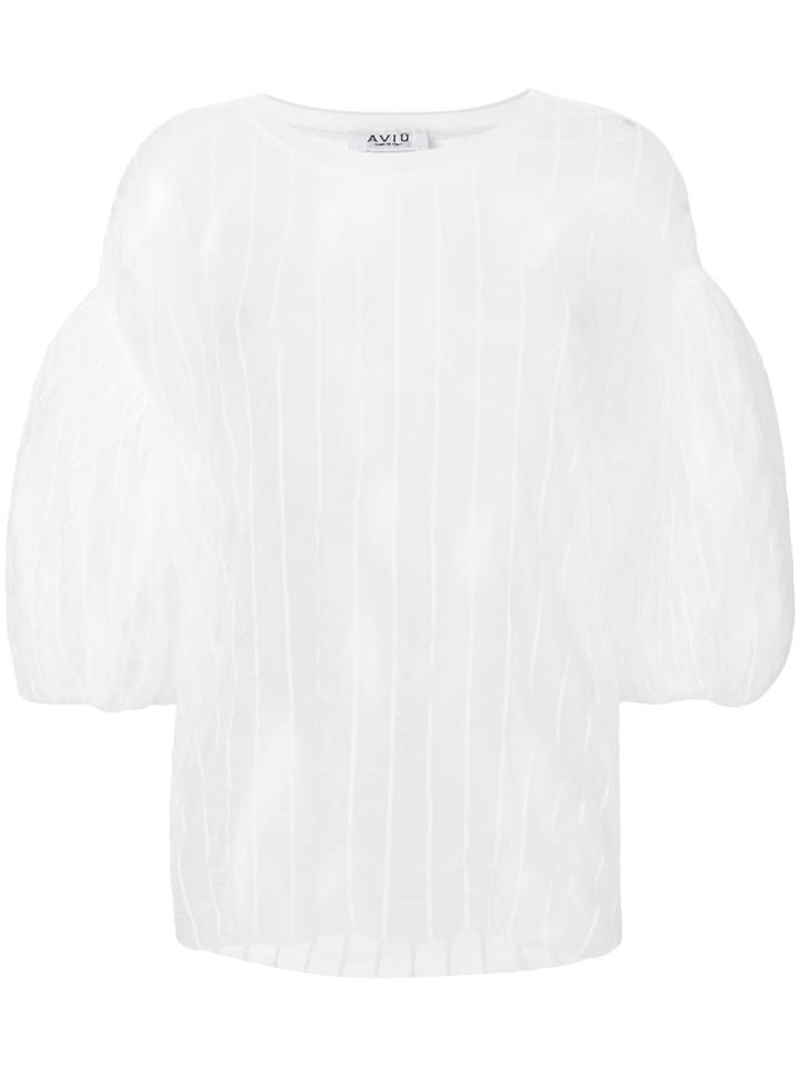 Aviù Striped Sheer Blouse - White