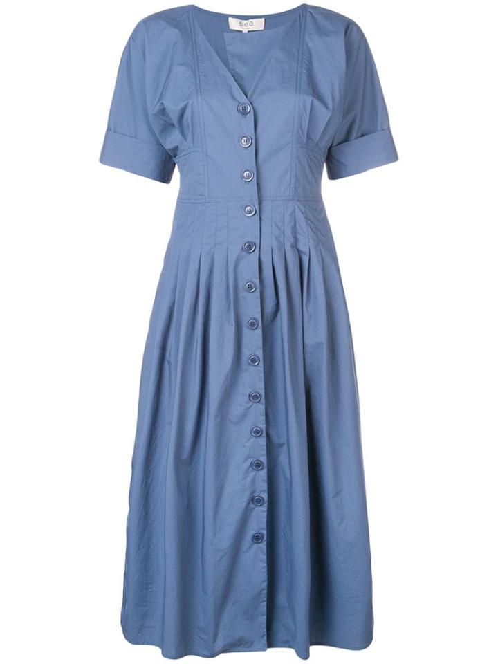 Sea Front Button Dress - Blue