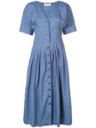 Sea Front Button Dress - Blue