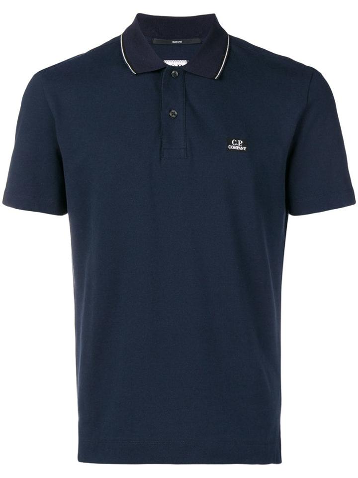 Cp Company Embroidered Logo Polo Shirt - Blue