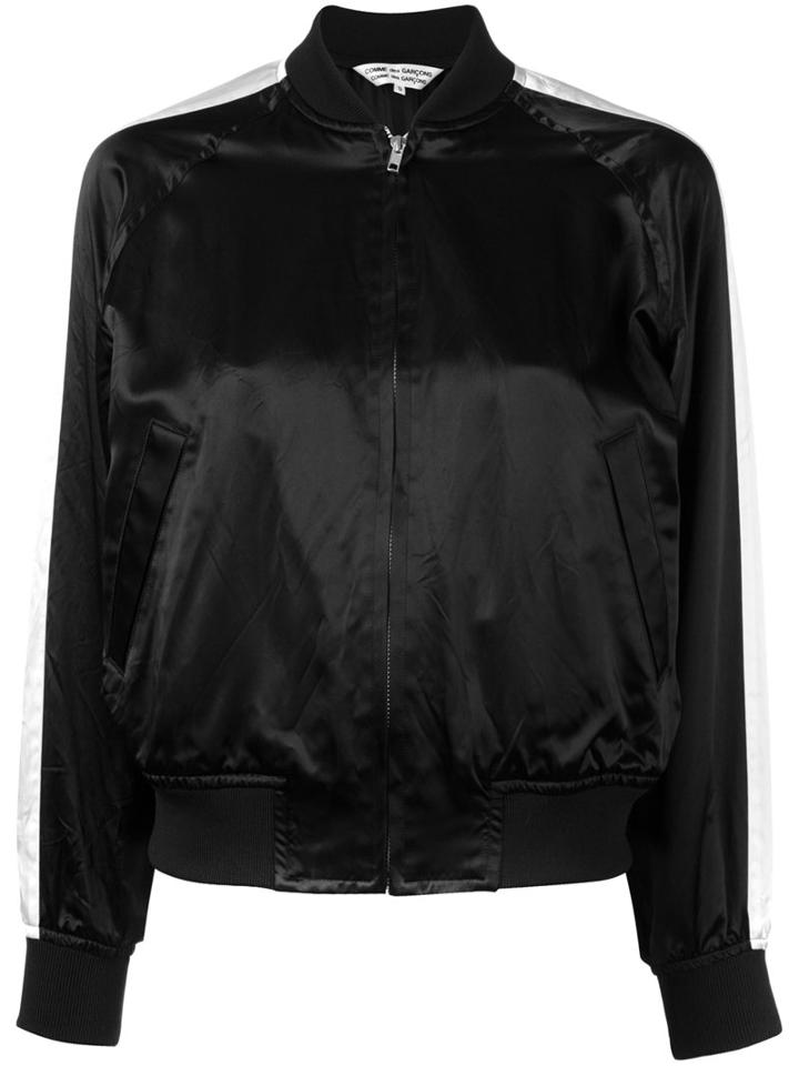 Comme Des Garçons Comme Des Garçons - Stripe Detail Bomber Jacket - Women - Acetate - S, Black, Acetate